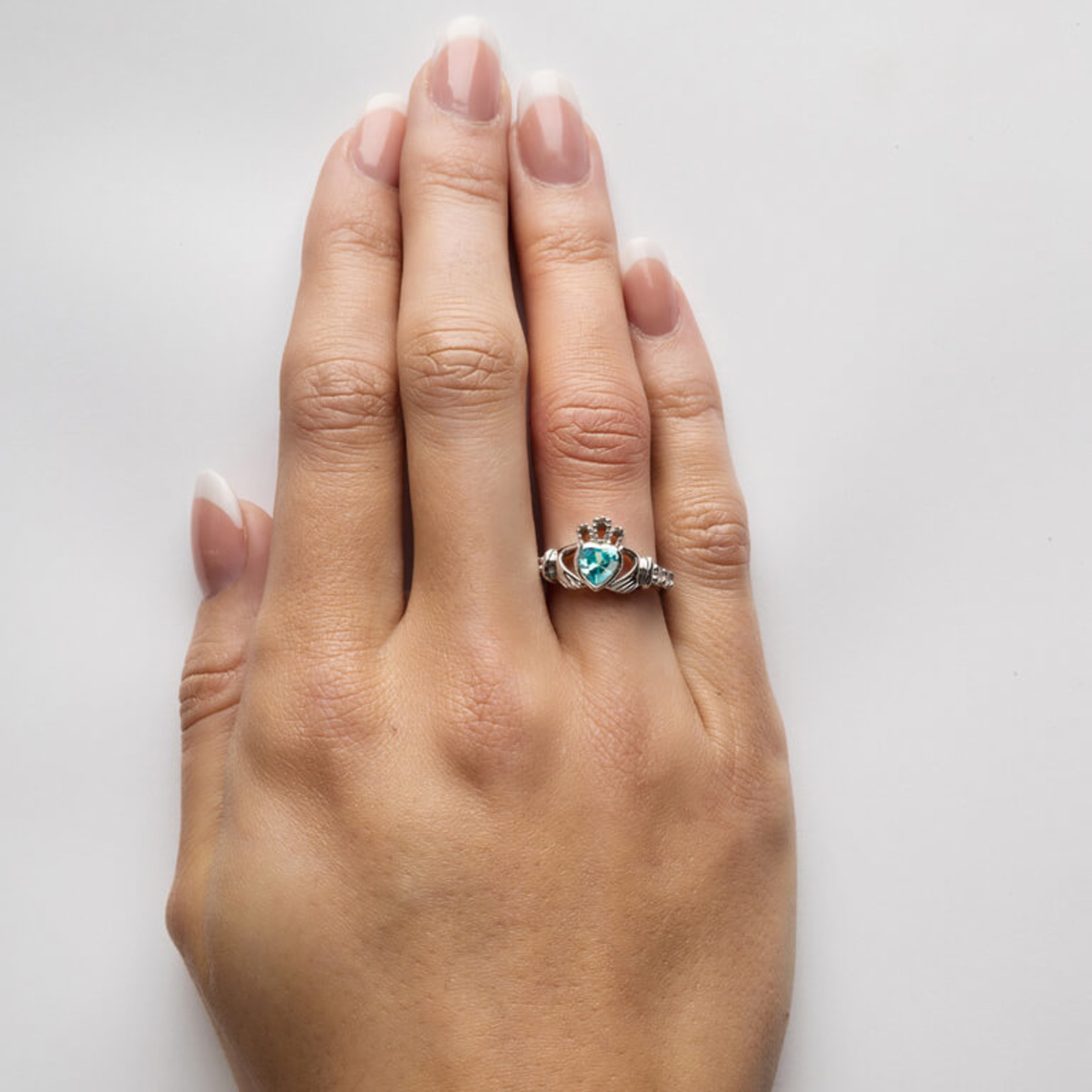 Shanore S/S March Birthstone Claddagh Ring