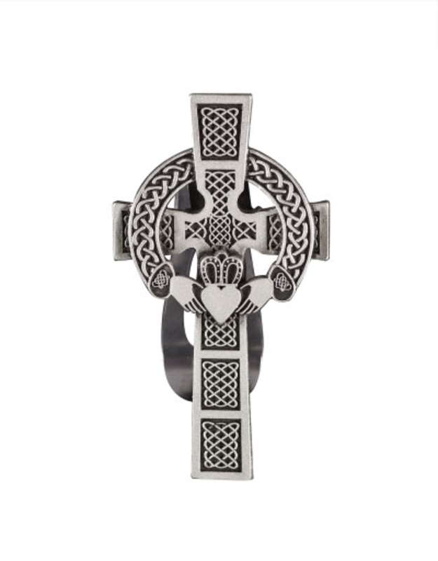 Cathedral Art Visor Clip:  Claddagh Cross