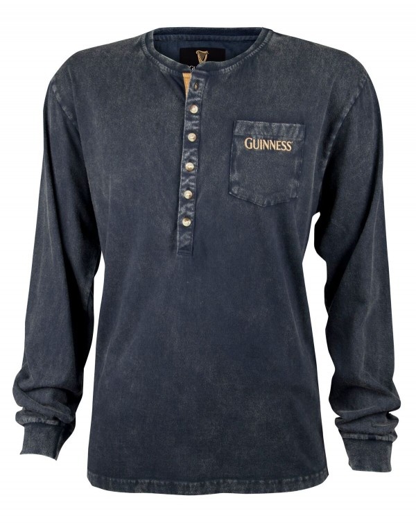 Guinness Classic Washed Henley Shirt - Celtic Aer Gift Shop