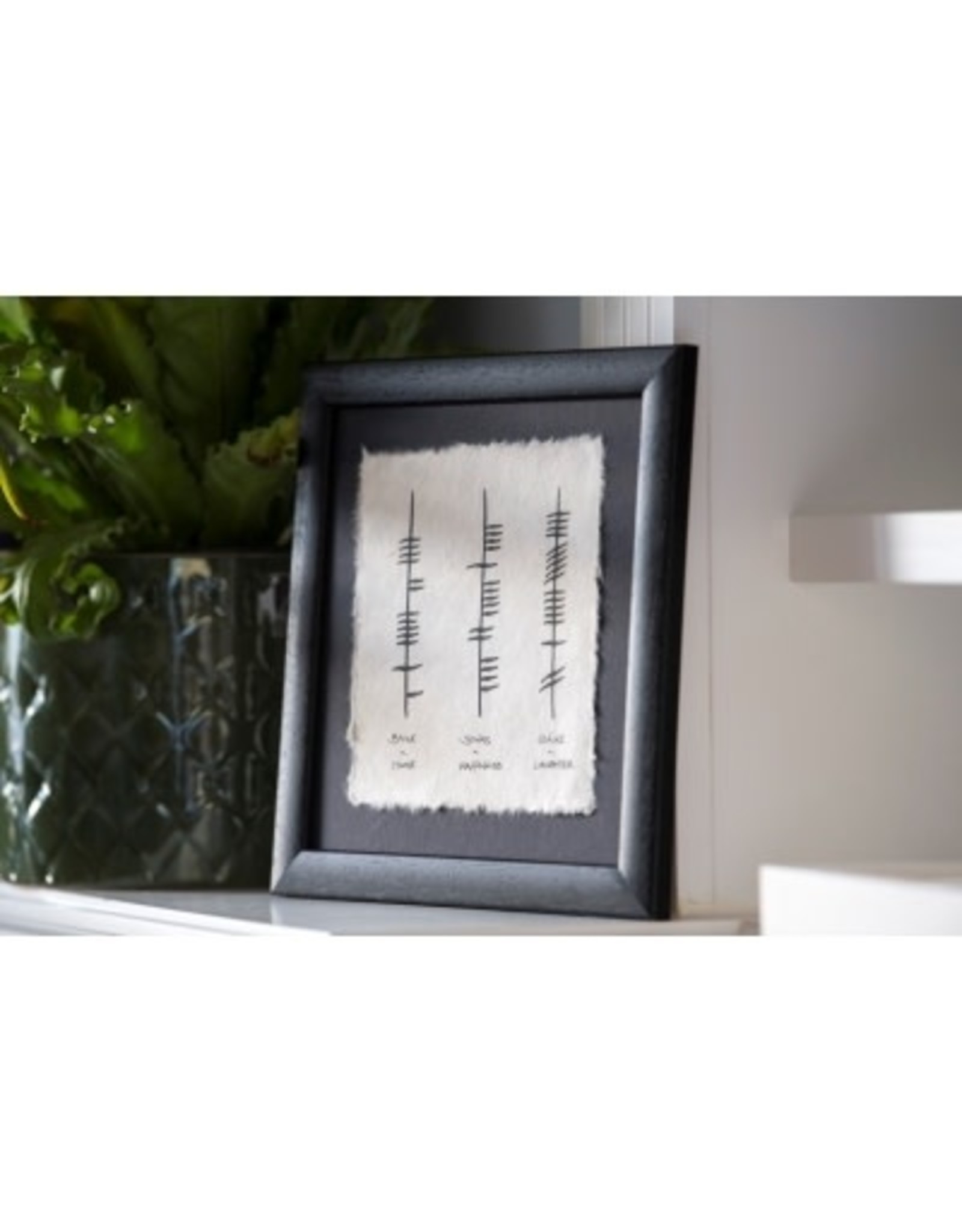 Ogham Wishes Framed Ogham Triple: Home Happiness Laughter