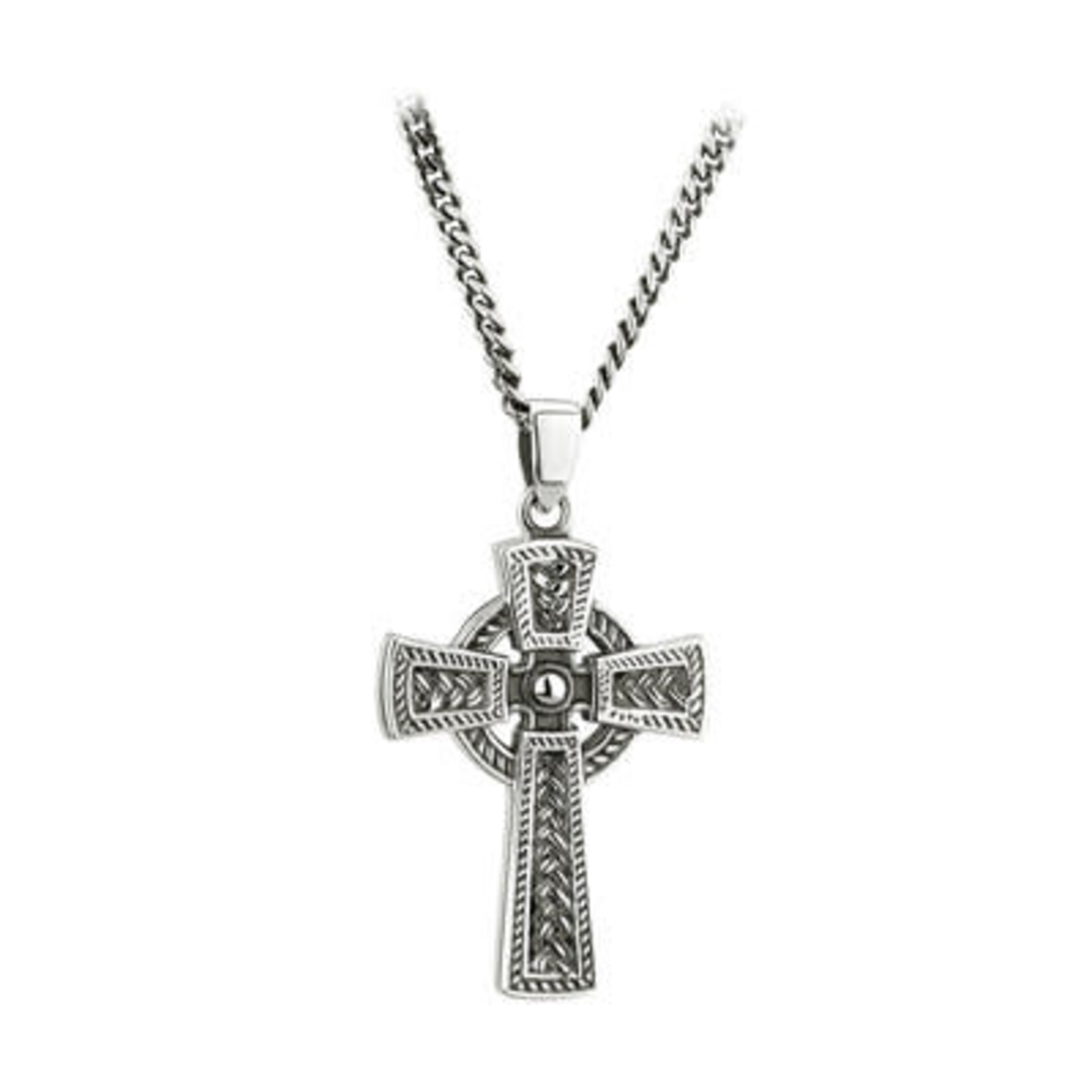 Solvar Oxidized Silver Men’s Celtic Cross Weave