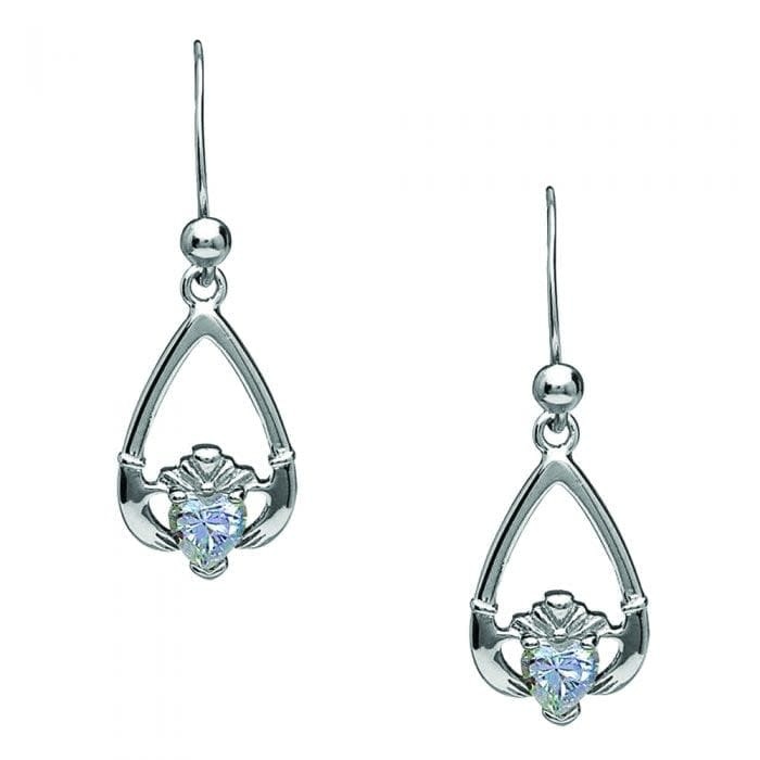 Boru Jewelry Birthstone Claddagh Earrings for Each Month