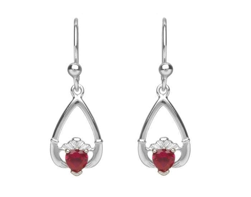 Boru Jewelry Birthstone Claddagh Earrings for Each Month
