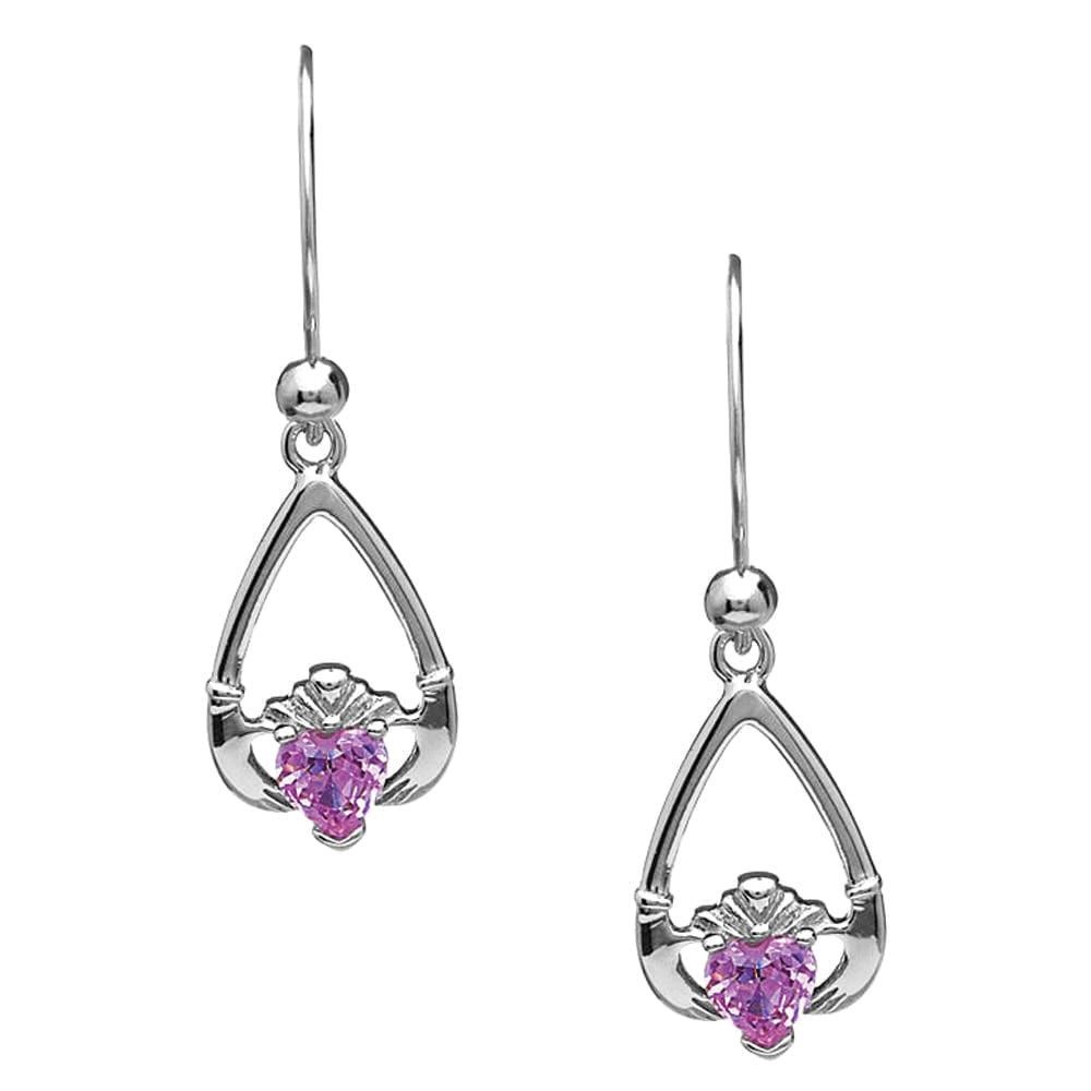 Boru Jewelry Birthstone Claddagh Earrings for Each Month