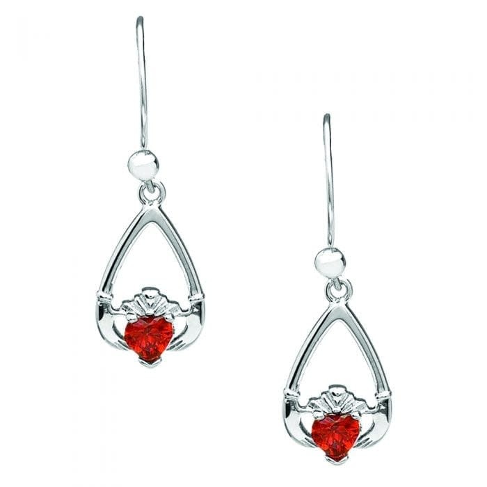 Boru Jewelry Birthstone Claddagh Earrings for Each Month