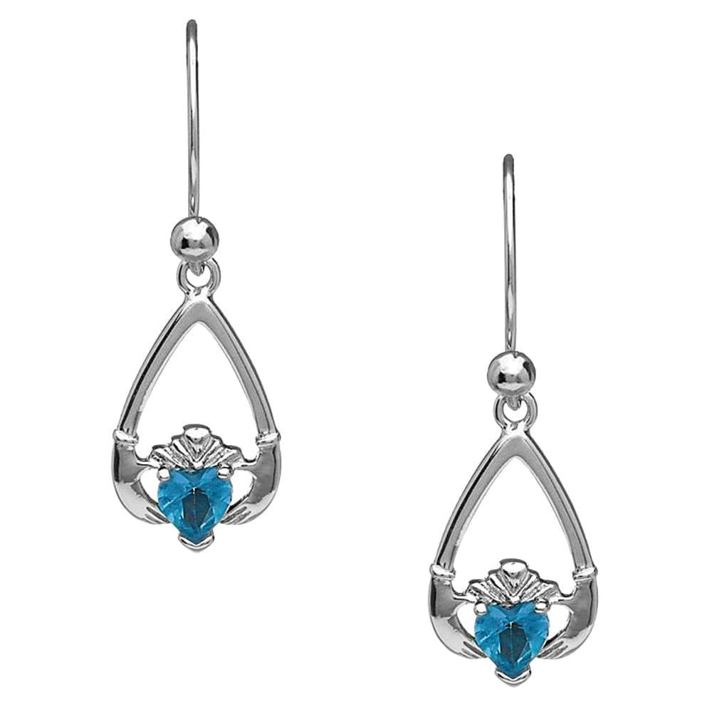 Boru Jewelry Birthstone Claddagh Earrings for Each Month