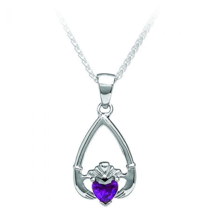 Boru Jewelry Birthstone Claddagh Pendant in Each Month