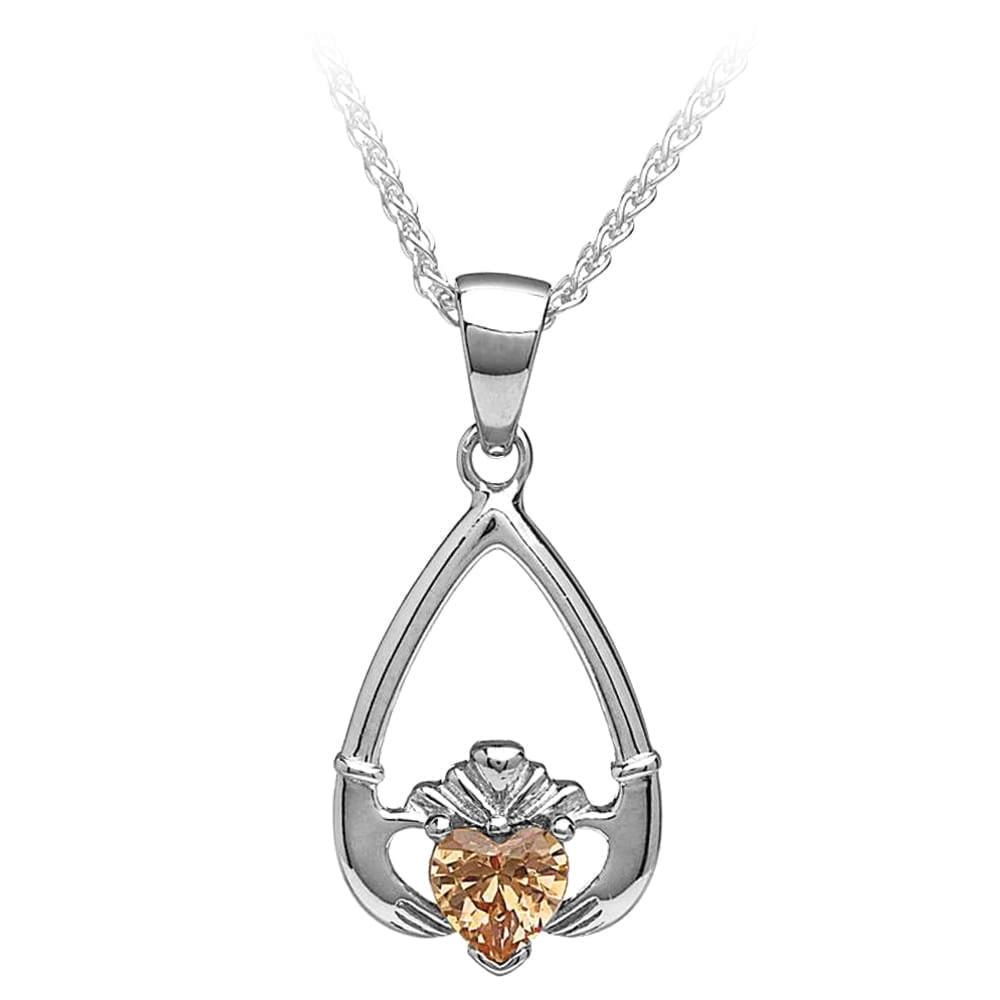 Boru Jewelry Birthstone Claddagh Pendant in Each Month