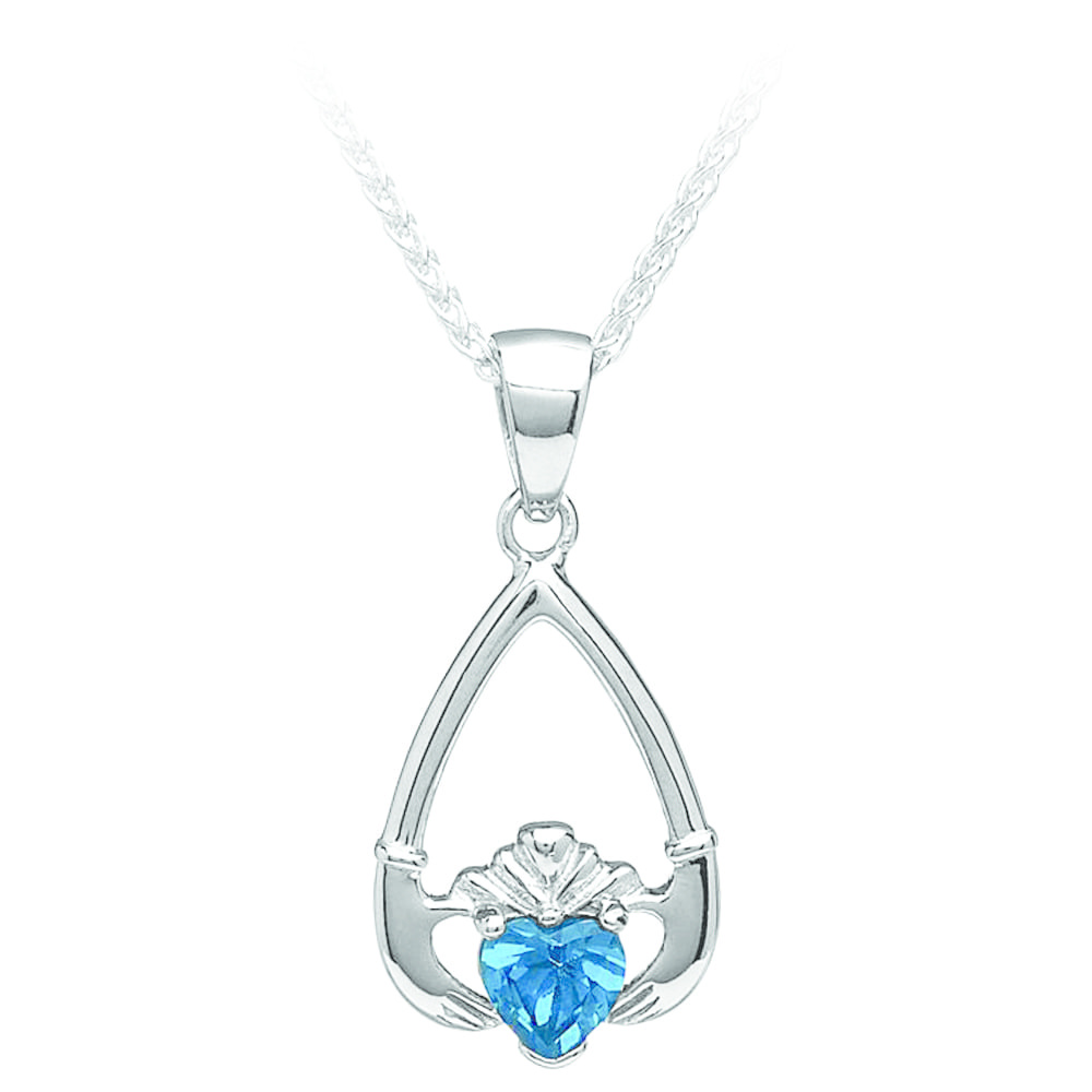 Boru Jewelry Birthstone Claddagh Pendant in Each Month