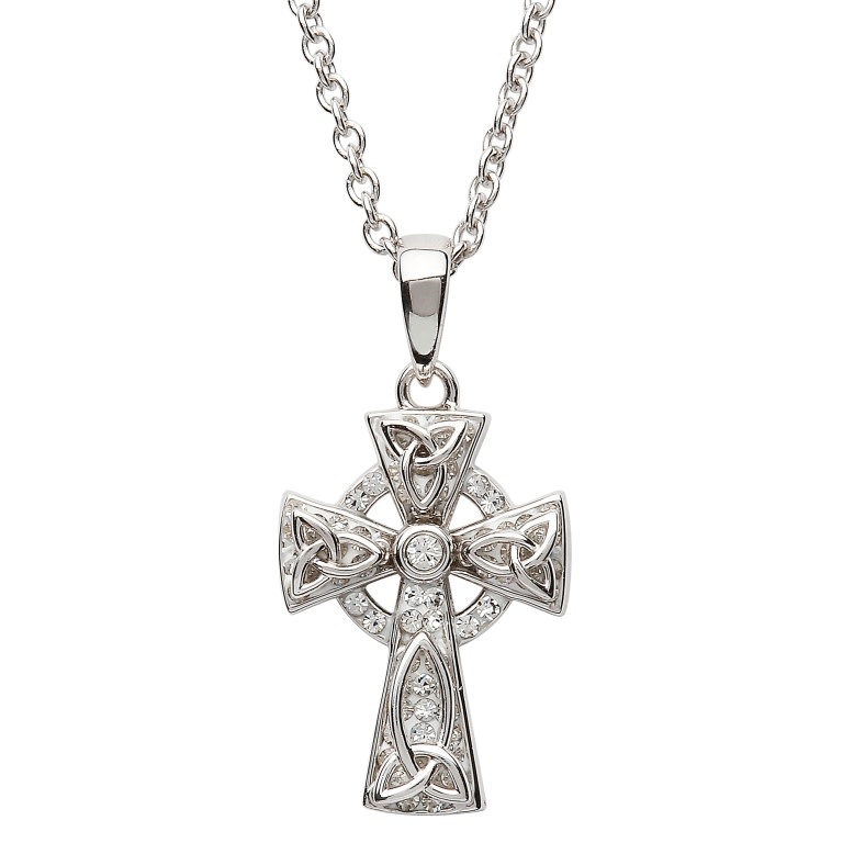 Shanore Sterling Silver Swarovski Celtic Cross Necklace
