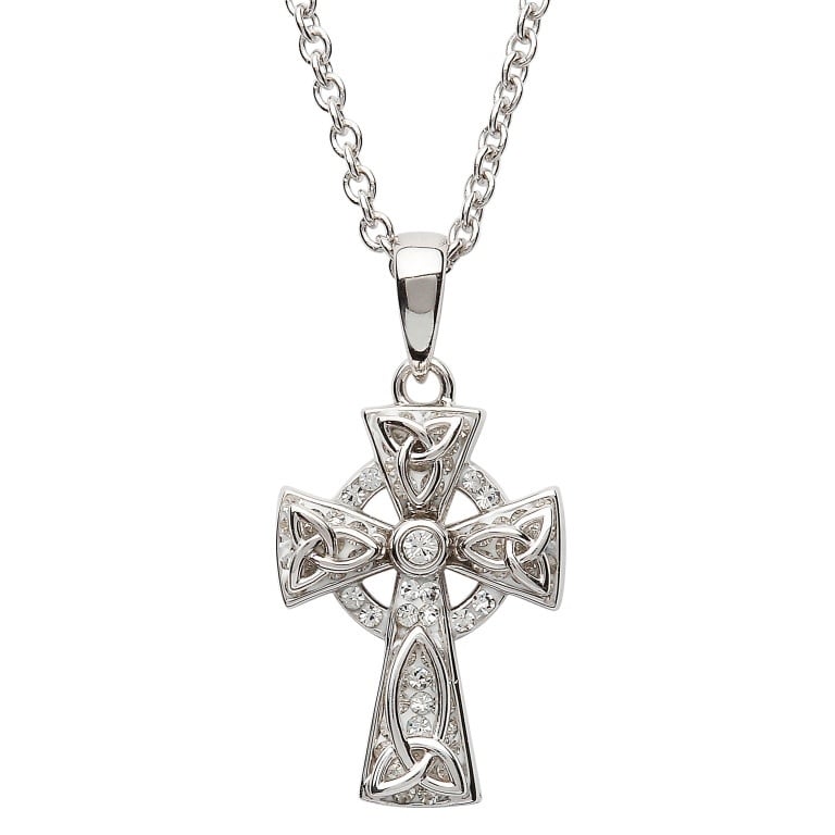Shanore Sterling Silver Swarovski Celtic Cross Necklace