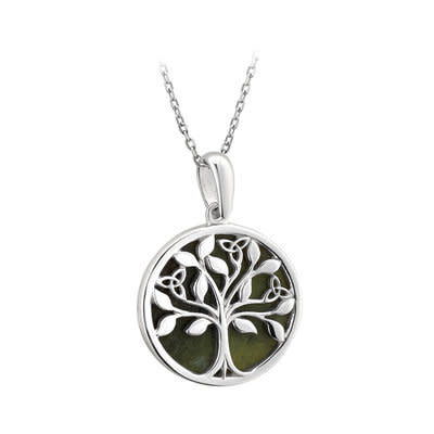 Solvar Sterling Silver Connemara Marble Tree of Life Pendant