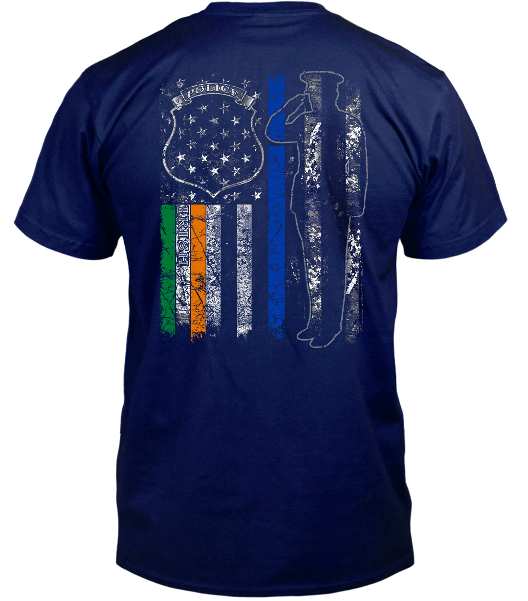 Coastal Tees Irish/American Police Navy T-Shirt