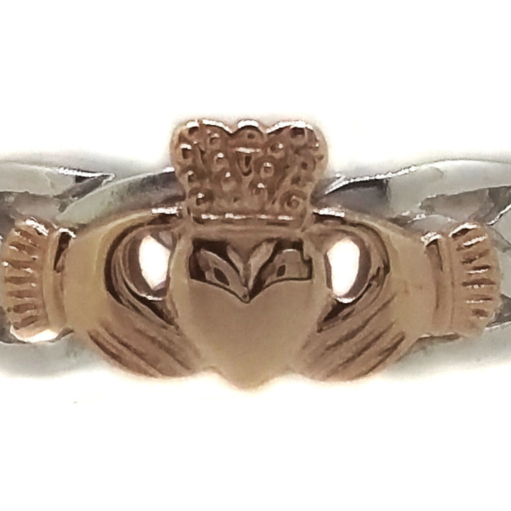 Facet Silver and Rose Gold Claddagh Ring