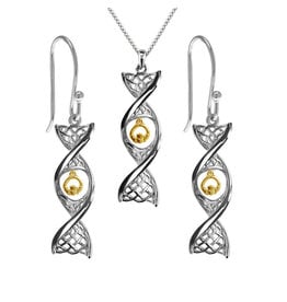 Celtic DNA Jewelry Celtic DNA Earrings SS w/Gold 14k