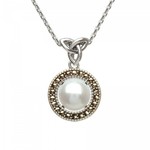 Anu S/S Marcasite Fresh Water Pearl Trinty Necklace