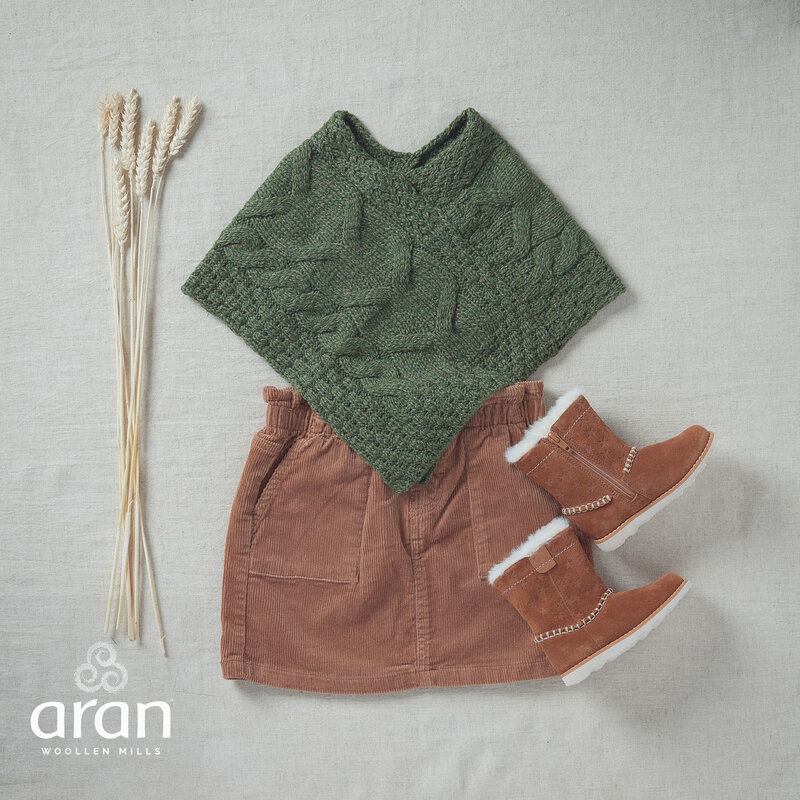 Aran Woollen Mills Children's V-neck Aran Poncho