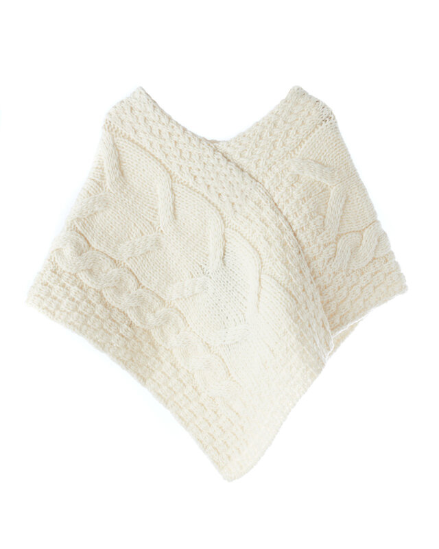 Aran Woollen Mills Children's V-neck Aran Poncho