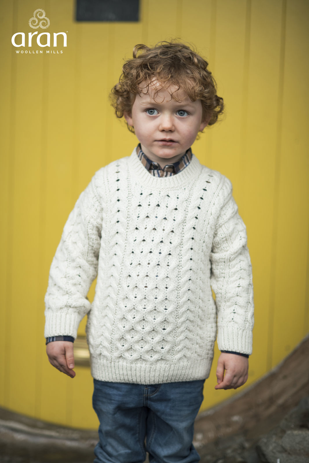 Aran Woollen Mills Child Aran Supersoft Wool Crewneck Sweater