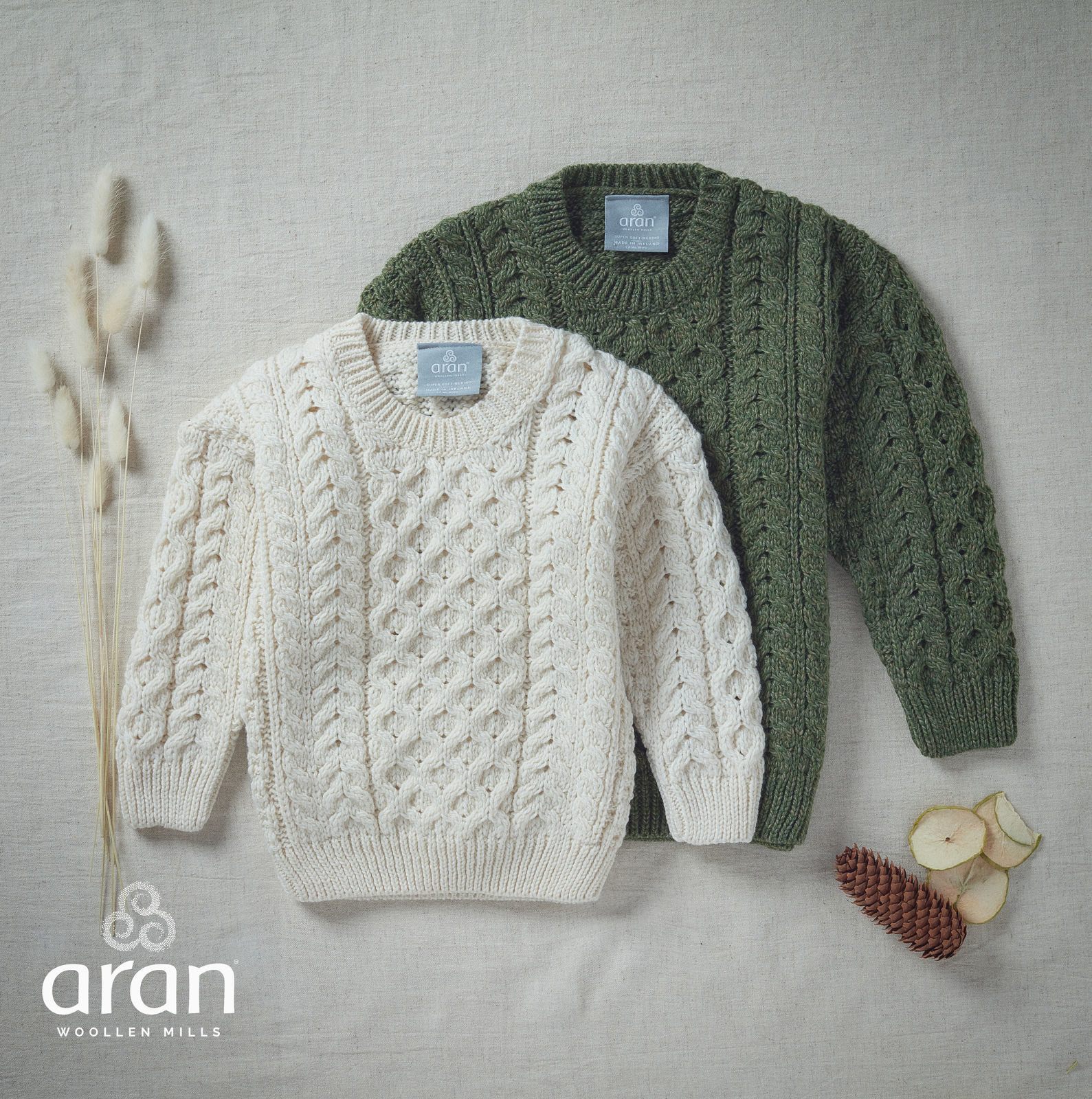Aran Woollen Mills Child Aran Supersoft Wool Crewneck Sweater