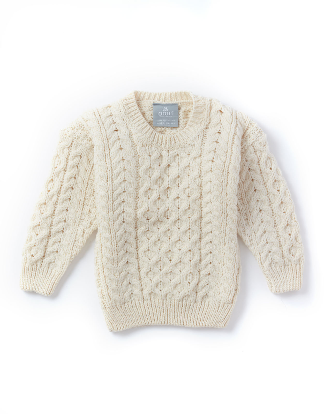Aran Woollen Mills Child Aran Supersoft Wool Crewneck Sweater