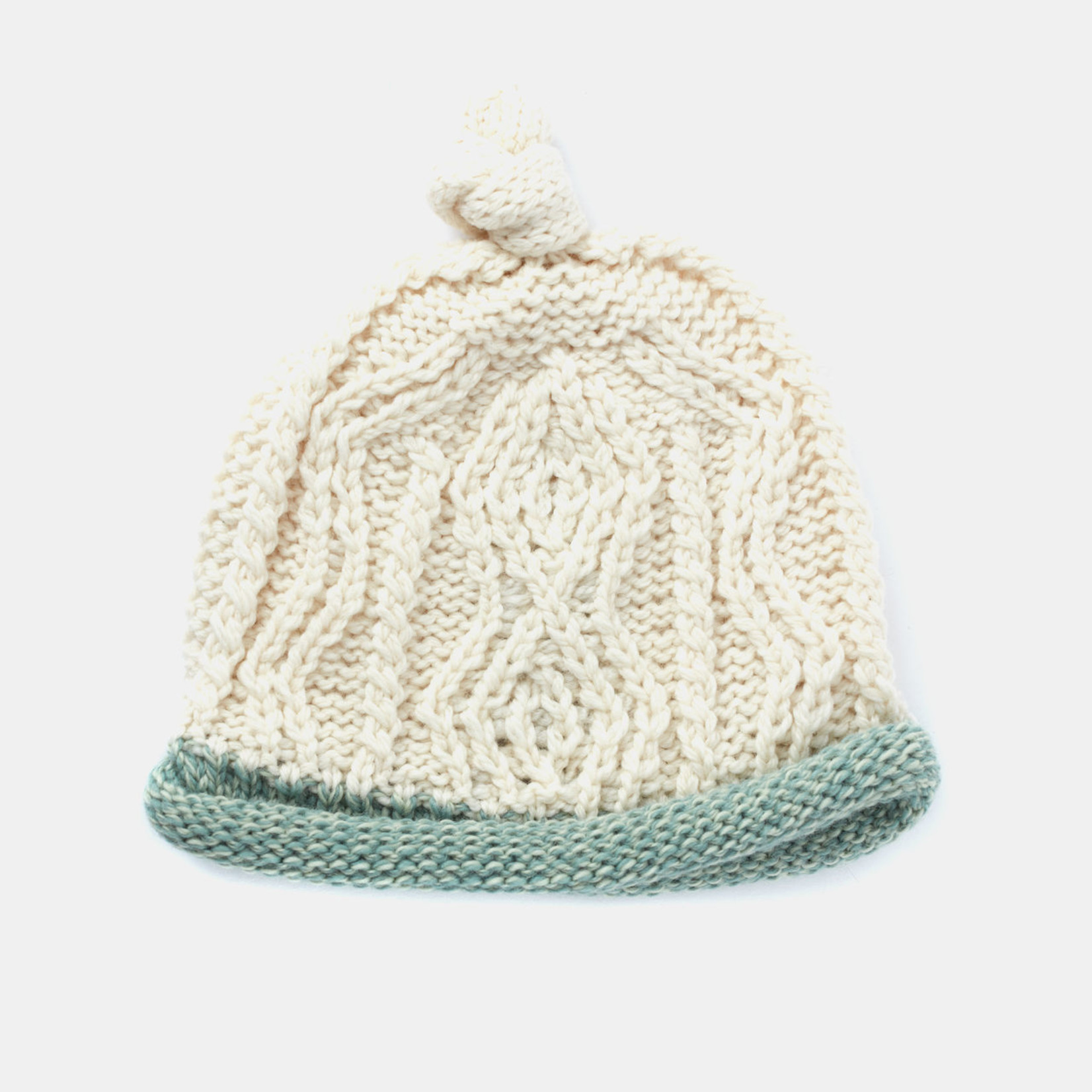 Aran Woollen Mills Baby Hat: Natural and Sage Aran