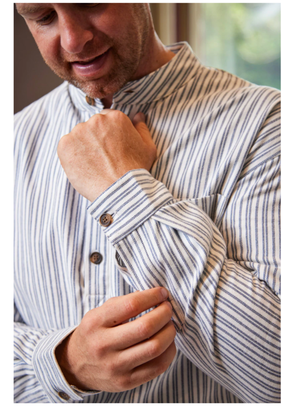 Lee Valley Ireland Lee Valley Flannel Nightshirt: Blue/Ivory