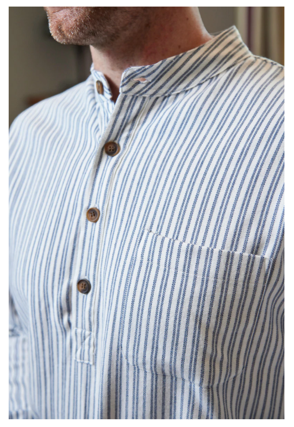 Lee Valley Ireland Lee Valley Flannel Nightshirt: Blue/Ivory