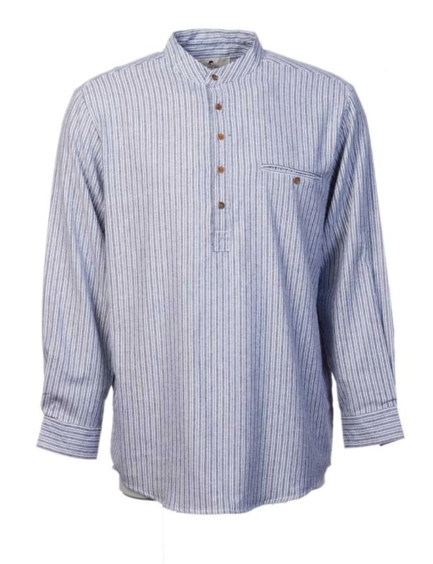Lee Valley Ireland Flannel Grandfather Shirt: Grey/Ivory