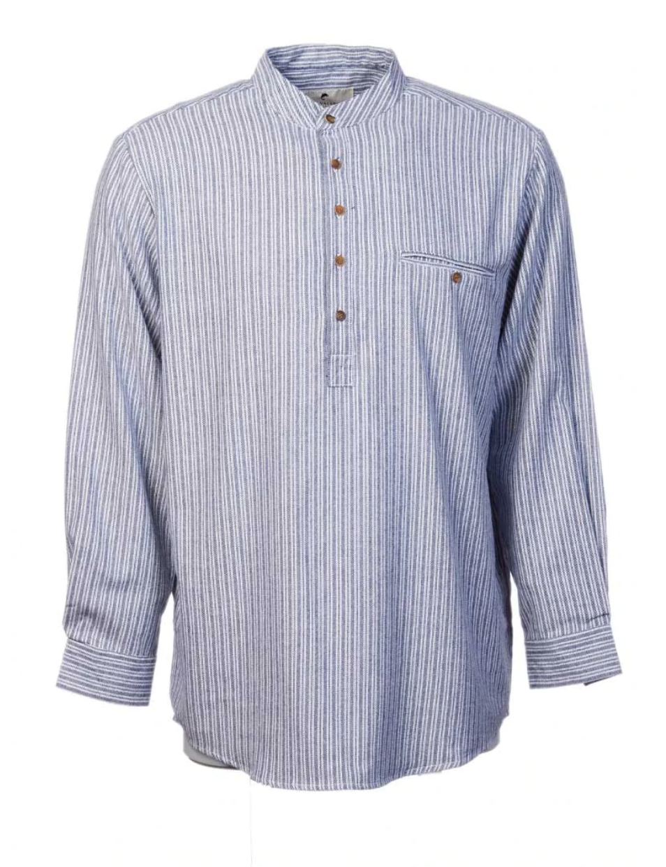 Lee Valley Ireland Flannel Grandfather Shirt: Grey/Ivory