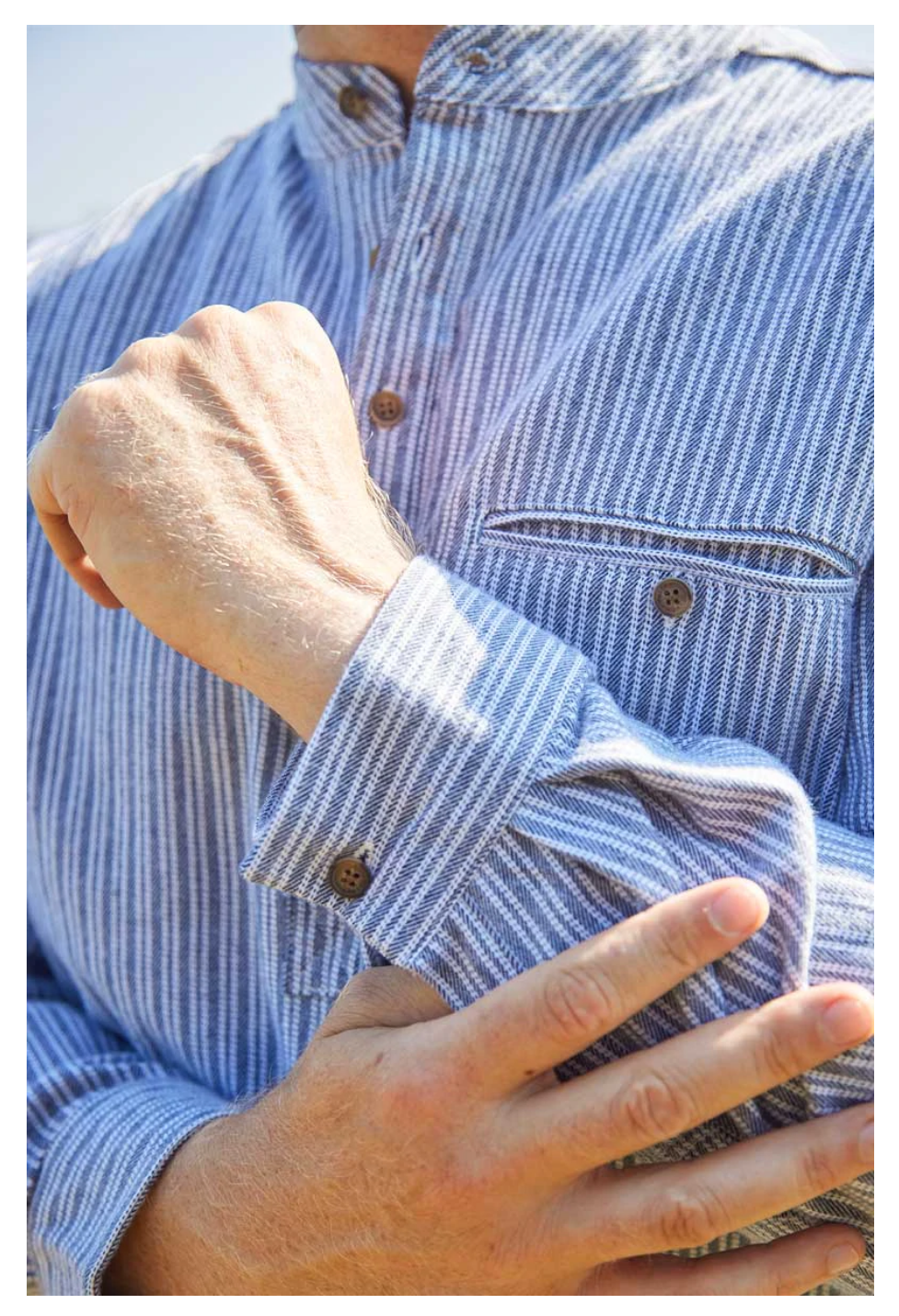 Lee Valley Ireland Flannel Grandfather Shirt: Grey/Ivory