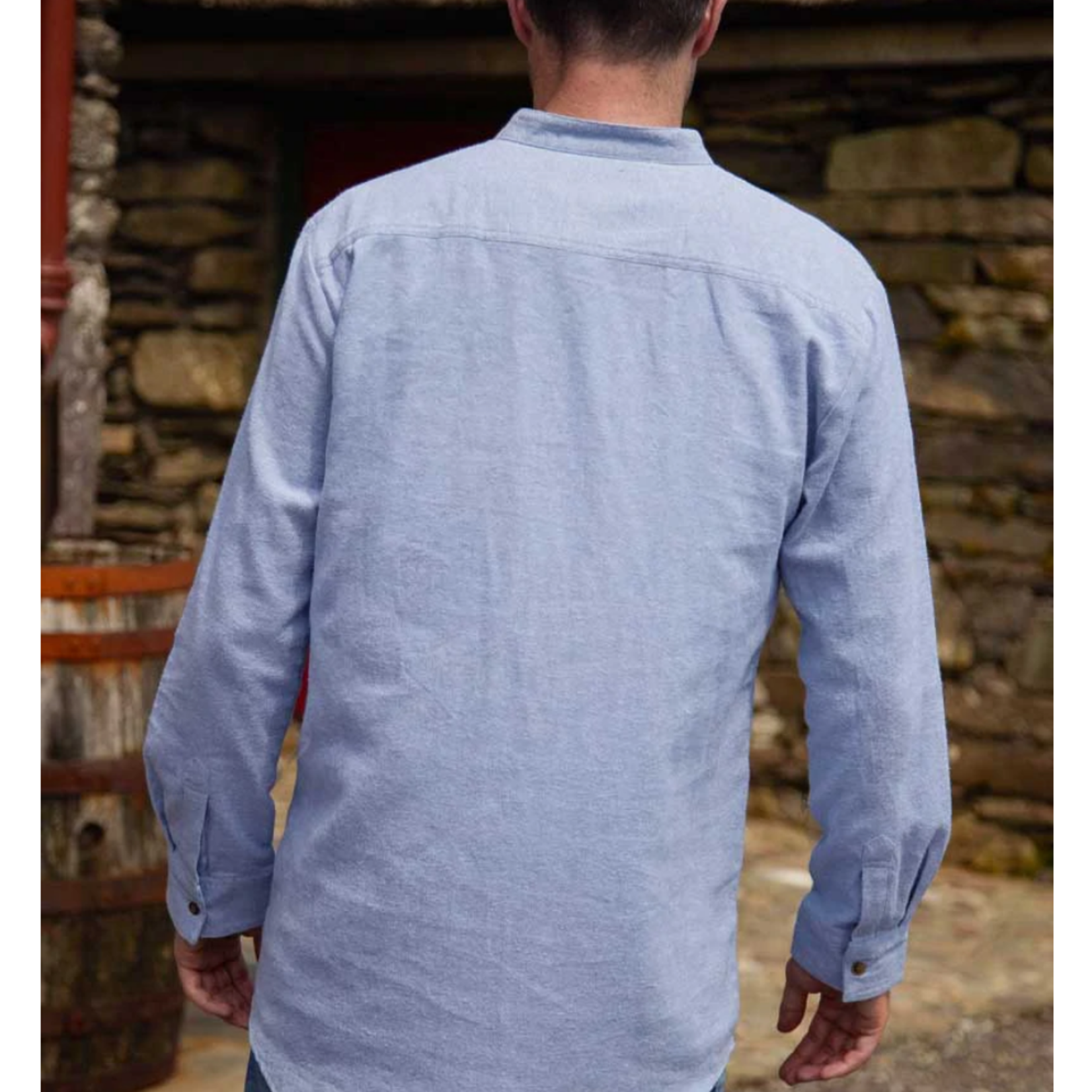 Flannel Grandfather Shirt - Grey Stripe