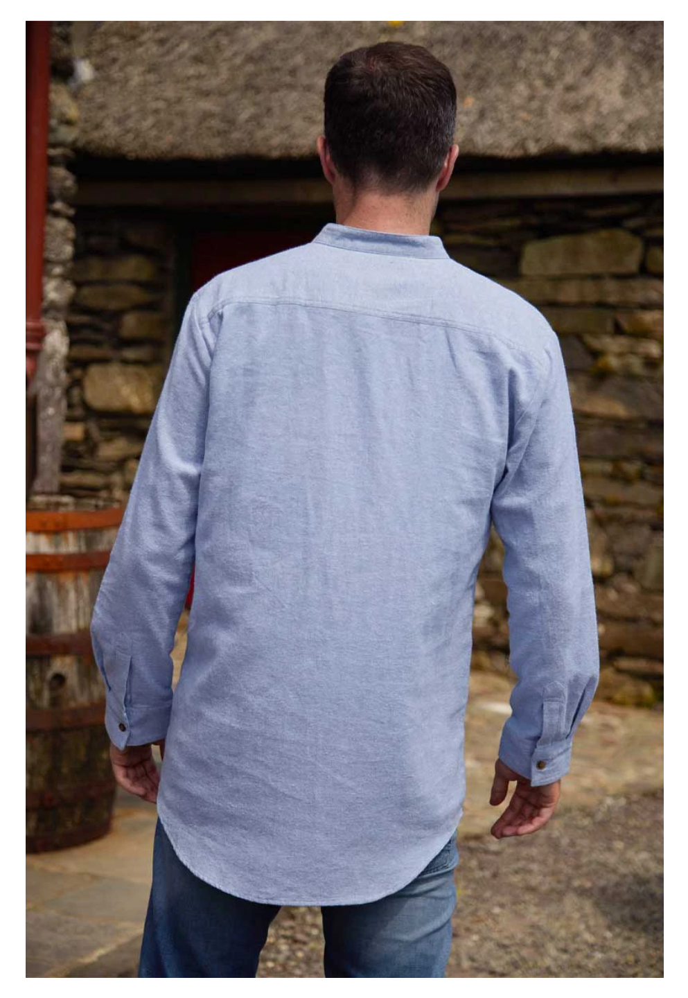 Lee Valley Ireland Flannel Grandfather Shirt: Blue