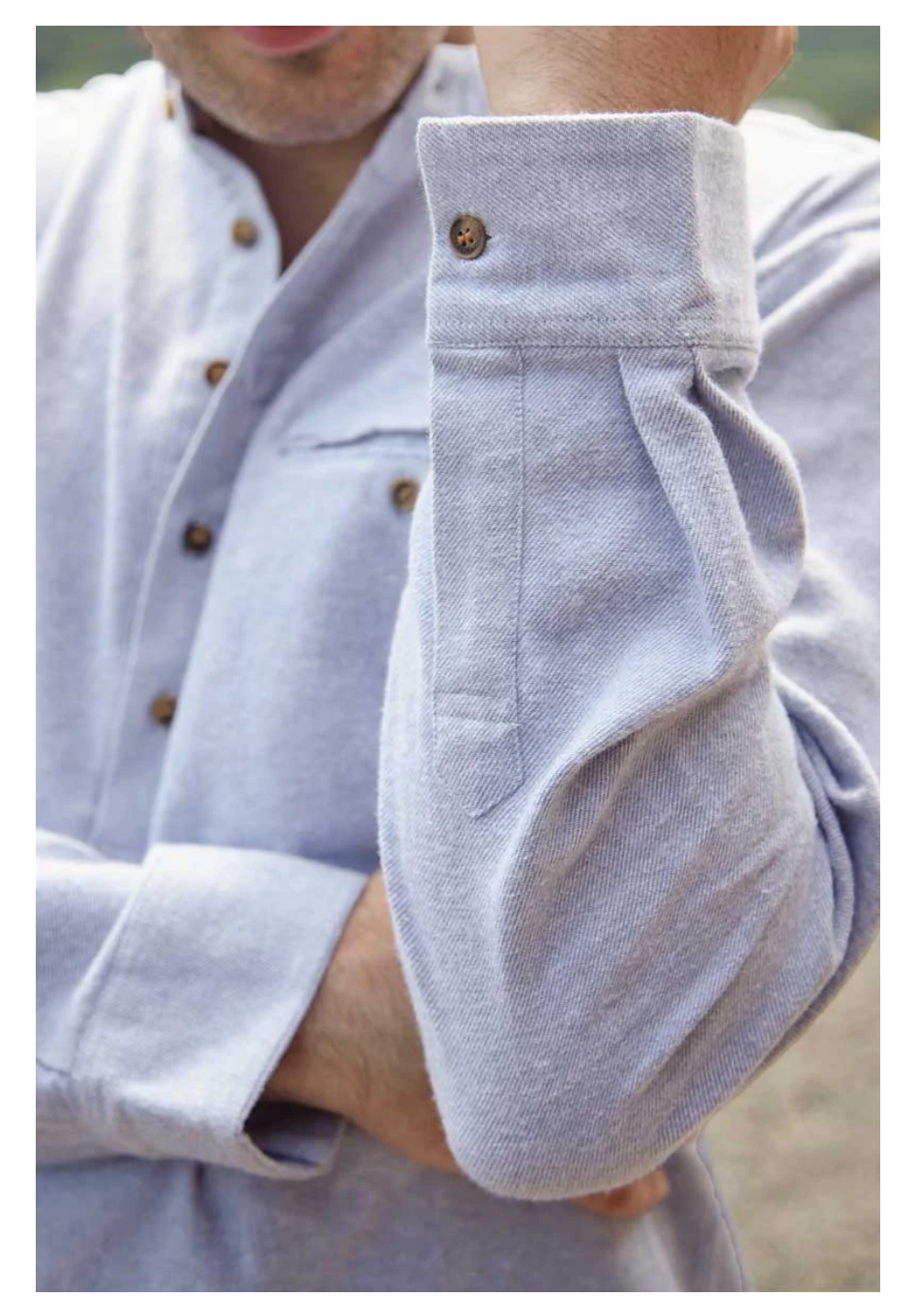 Lee Valley Ireland Flannel Grandfather Shirt: Blue