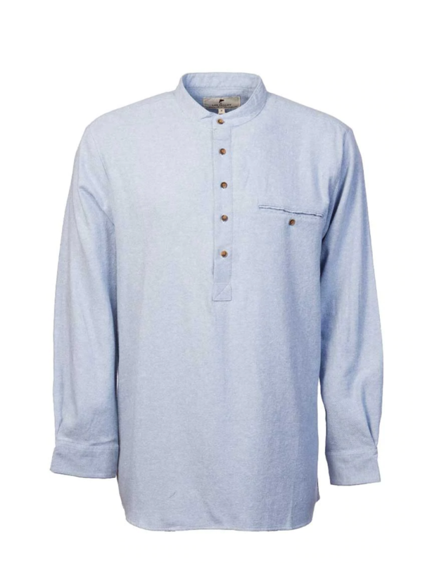 Lee Valley Ireland Flannel Grandfather Shirt: Blue