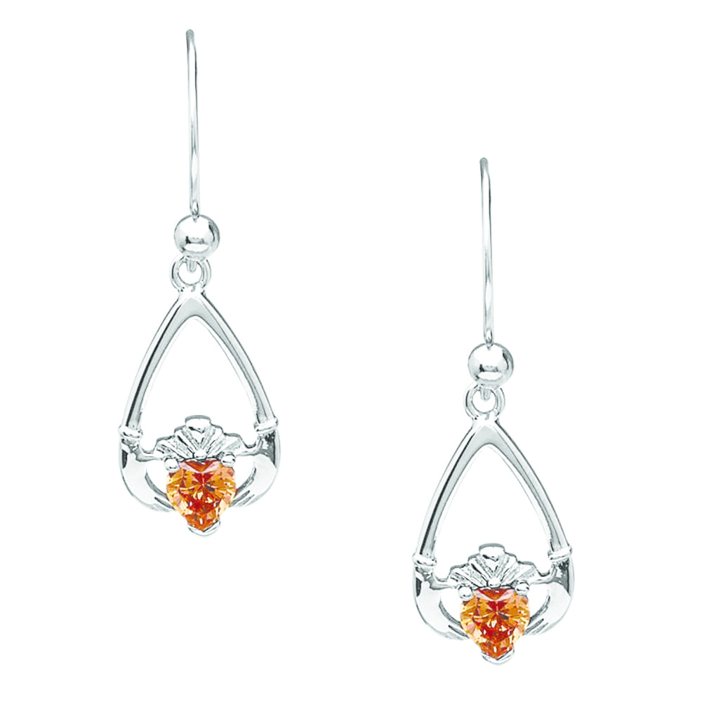 Boru Jewelry Birthstone Claddagh Earrings for Each Month