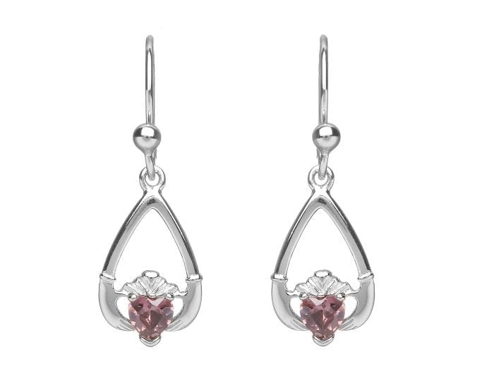 Boru Jewelry Birthstone Claddagh Earrings for Each Month