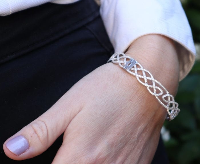 Boru Jewelry Silver Interlaced Stone-set Bangle