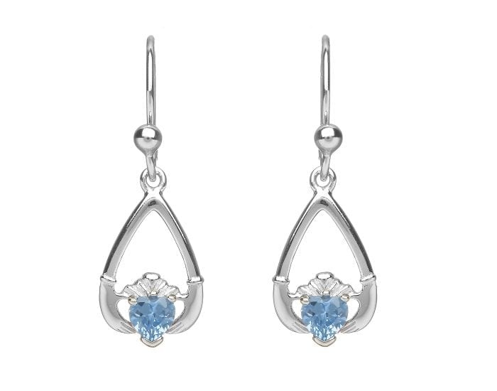Boru Jewelry Birthstone Claddagh Earrings for Each Month