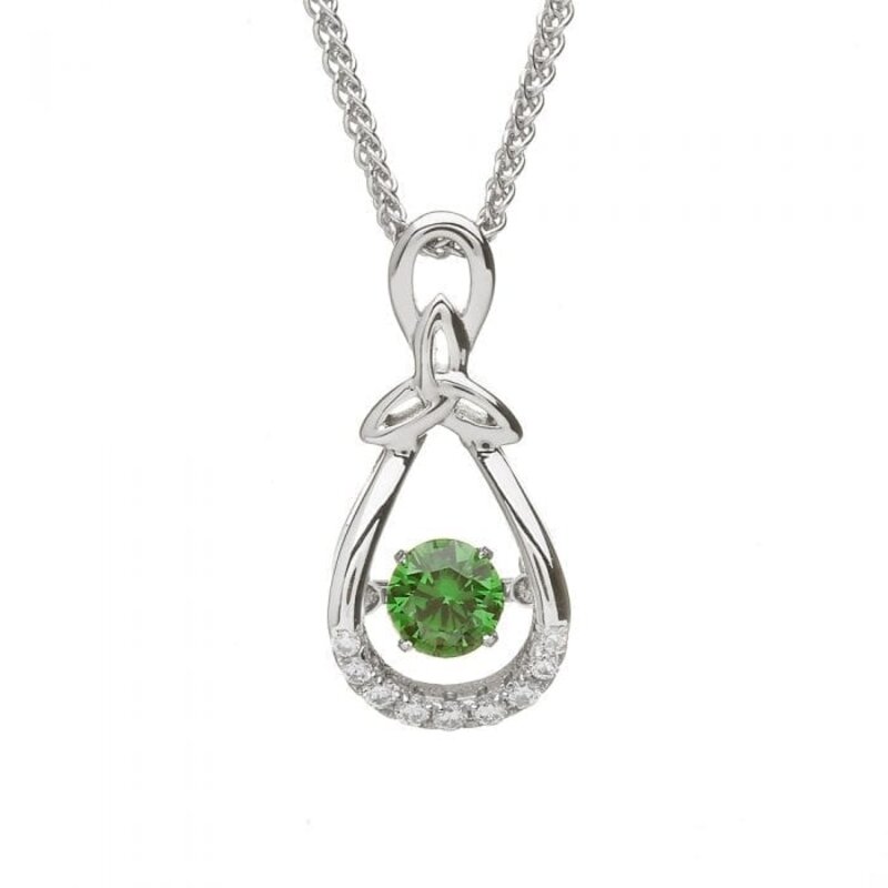 Boru Jewelry Dancing Green Stone Trinity Bow Necklace