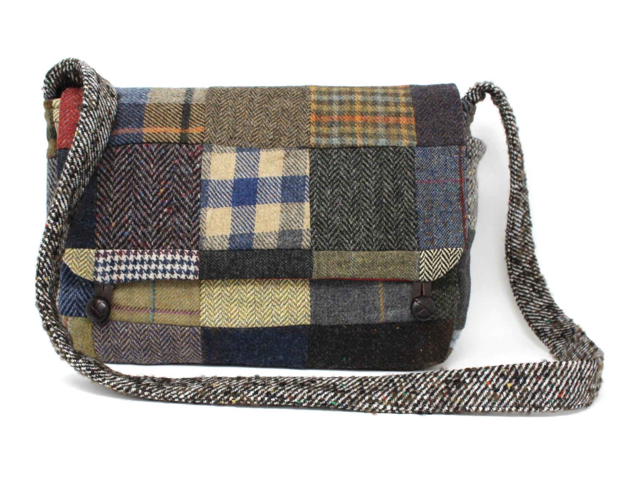Hanna Hats Donegal Tweed Patchwork Satchel Bag