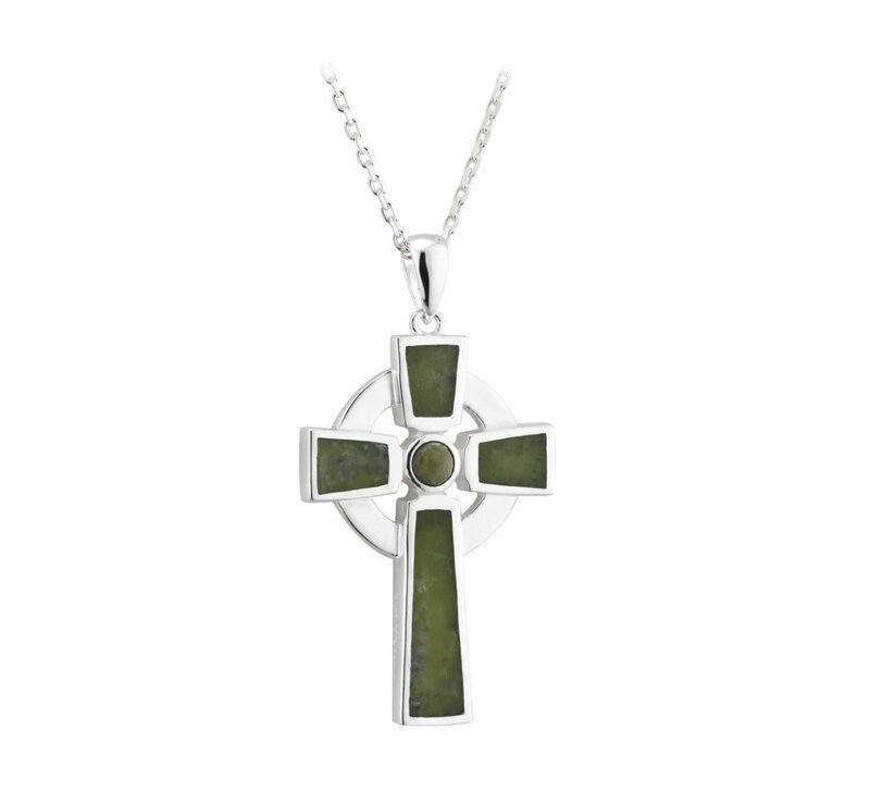 Solvar Connemara Marble Cross Pendant - Double Sided