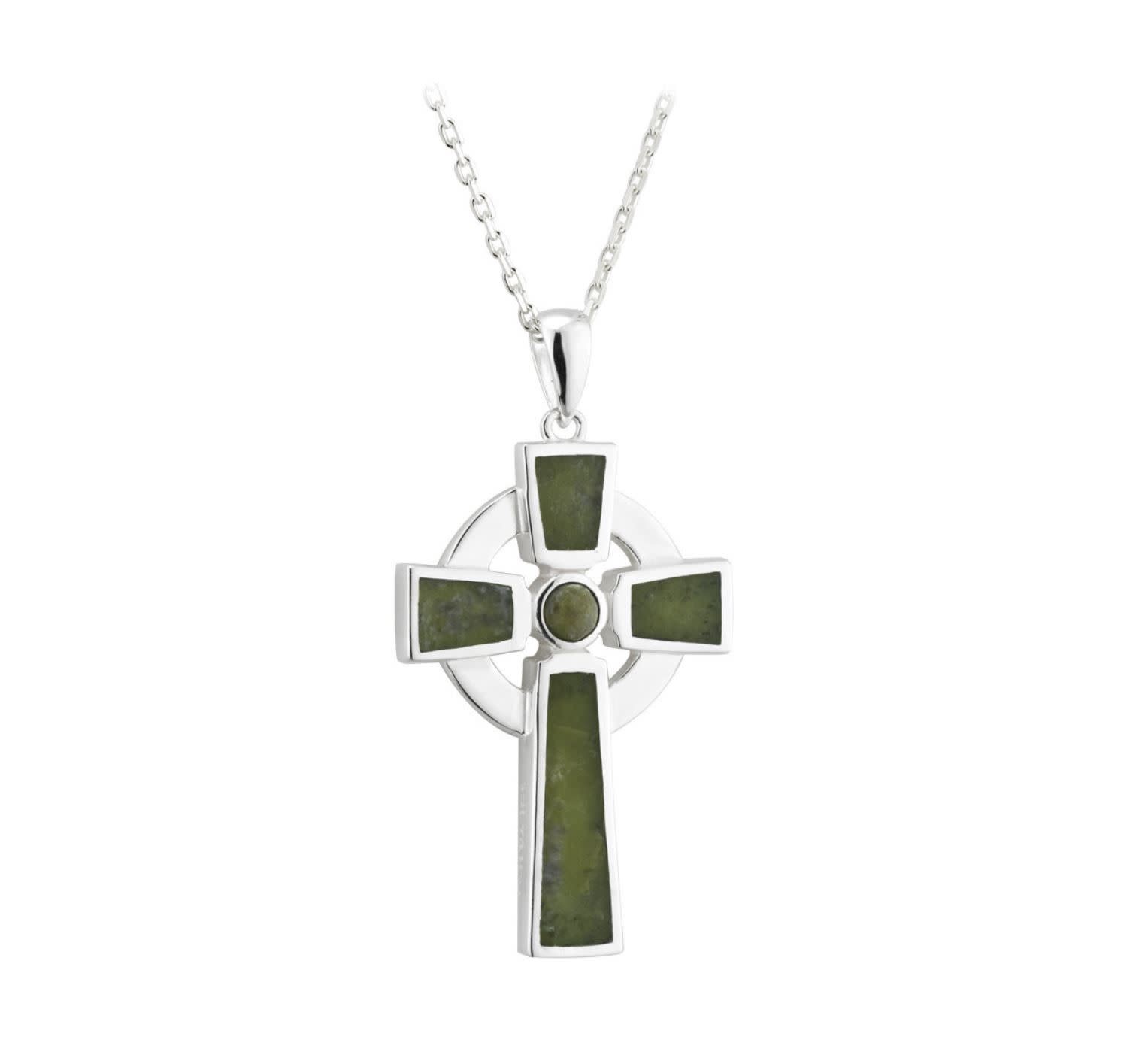 Solvar Connemara Marble Cross Pendant - Double Sided