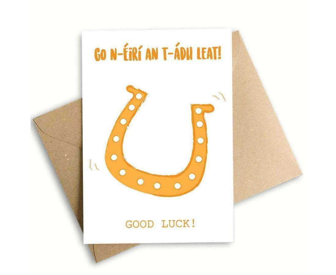 Prints of Ireland "Good Luck" Horse Shoe Card