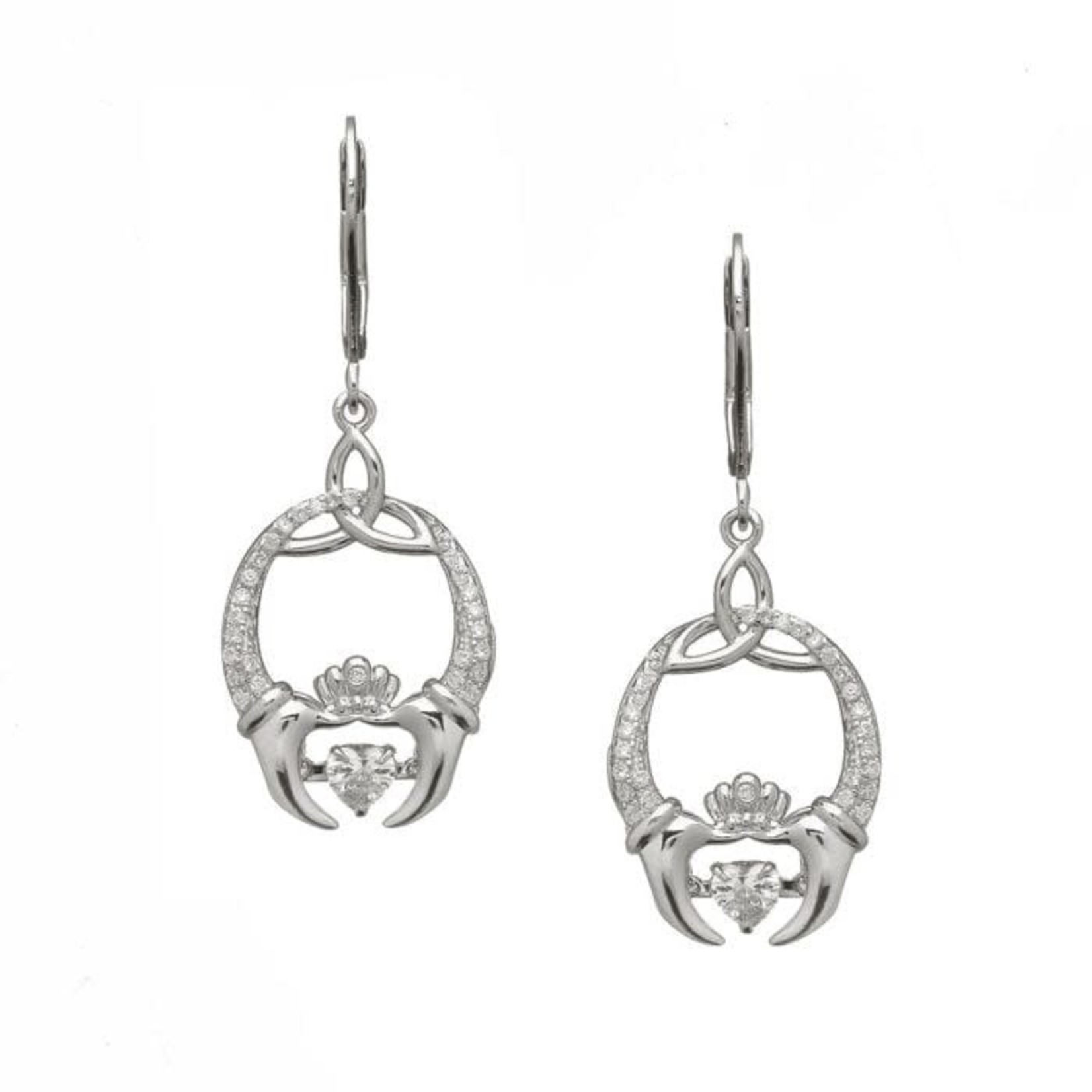 Boru Jewelry S/S Dancing Stone Claddagh/Trinity Drop Earrings