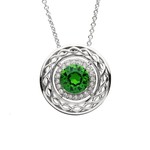 Shanore SS Swarovski Green/White Celtic Halo Necklace