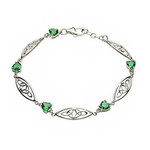 Shanore Silver Trinity Bracelet with Green Hearts