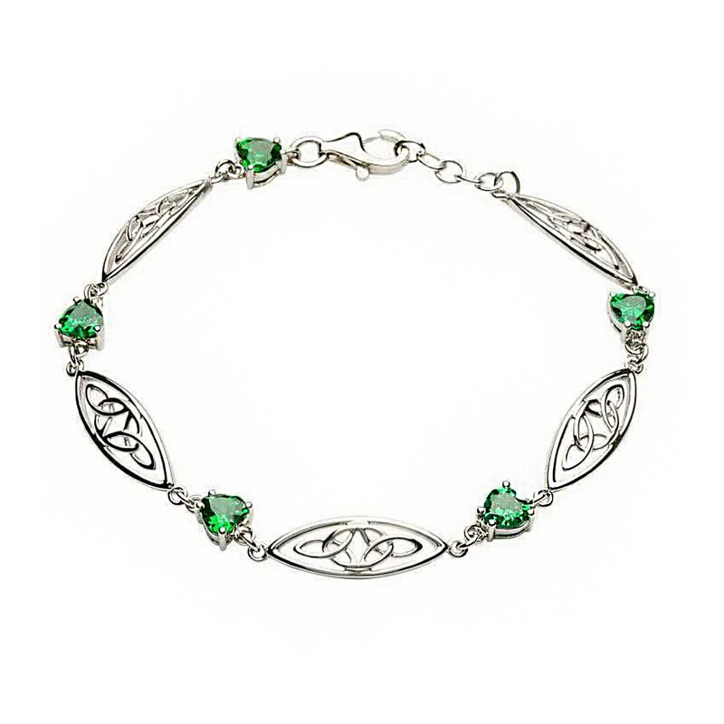 Shanore S/S Trinity Bracelet with Green Hearts