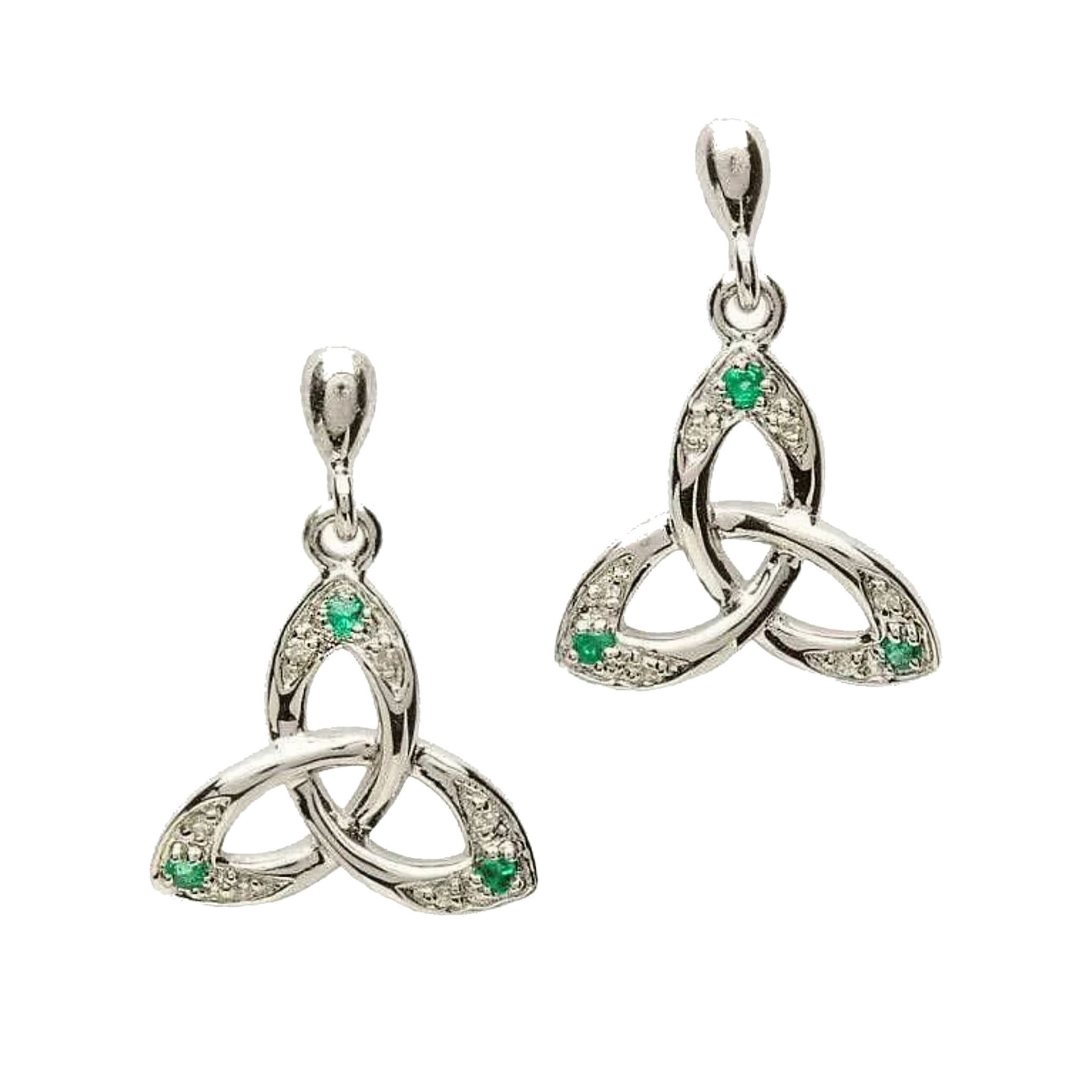 Shanore SS Emerald + Diamond Trinity Earrings