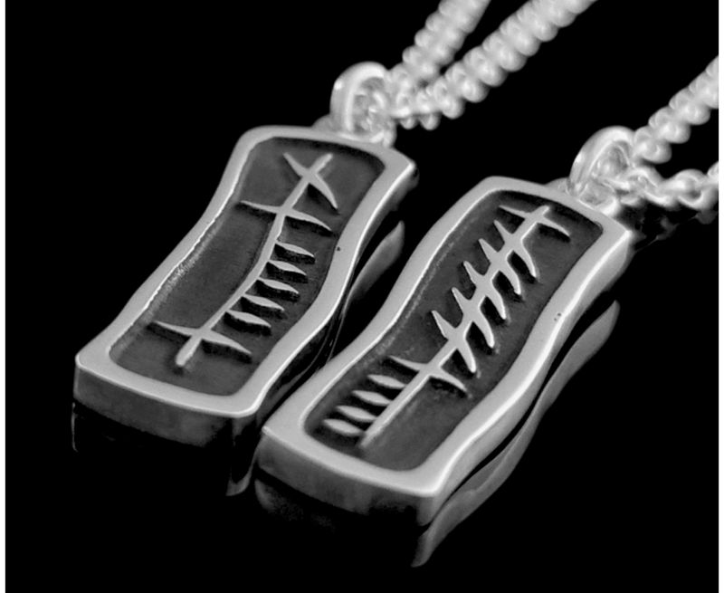 Arnua Ogham Anam Cara Oxidized Necklace Set (18"+20" Heavy Chain)